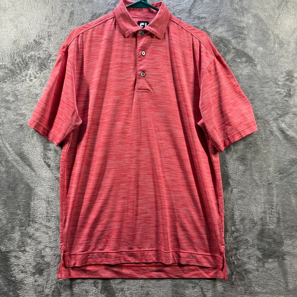 FootJoy Polo Shirt Mens Small Pink Golf Tennis Performance Knit Button Logo